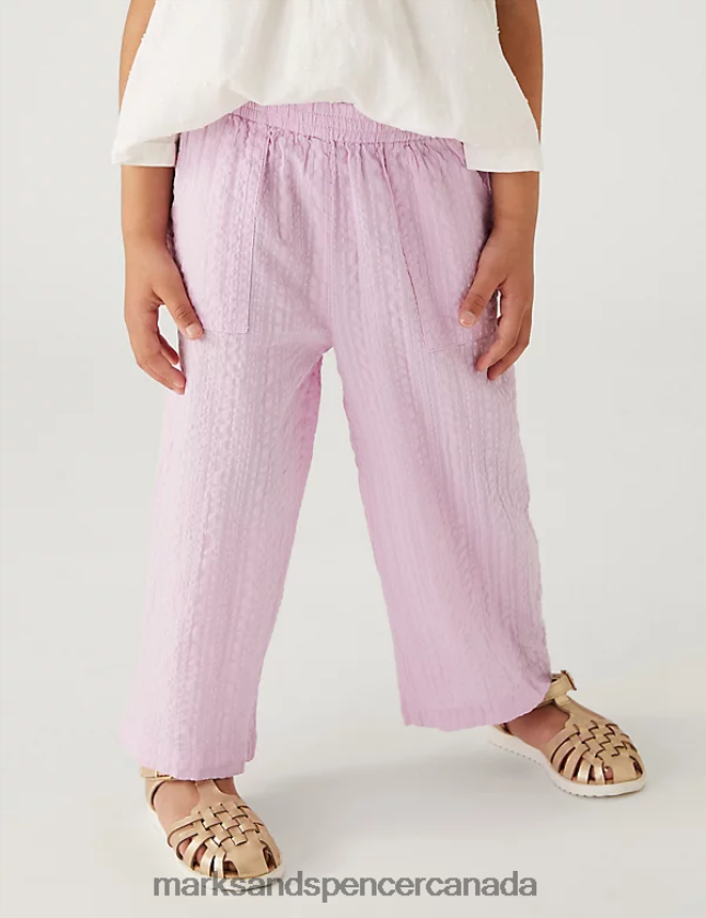 Clothing 20VTD9771 Lilac Kids Marks & Spencer Pure Cotton Wide Leg Trousers - Marks and Spencer outlet