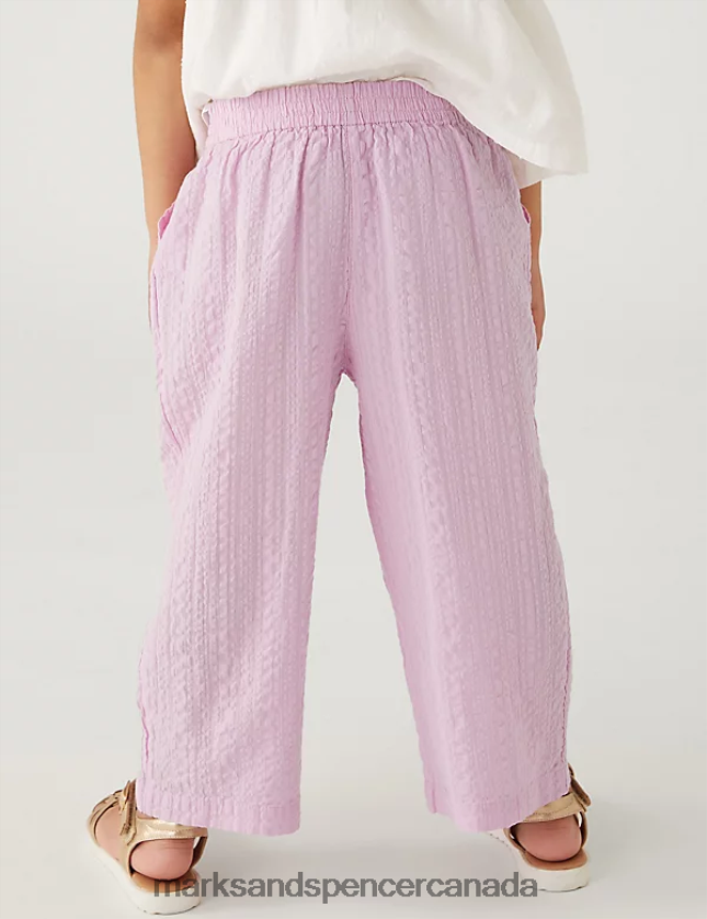 Clothing 20VTD9771 Lilac Kids Marks & Spencer Pure Cotton Wide Leg Trousers - Marks and Spencer outlet