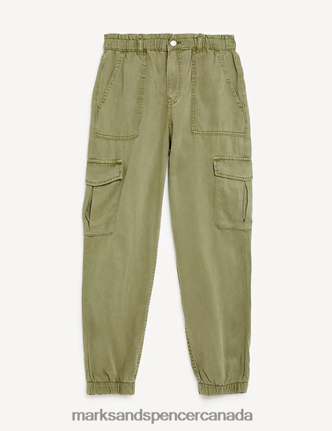 Clothing 20VTD9921 Khaki Kids Marks & Spencer Cotton Blend Cargo Trousers - Marks and Spencer outlet