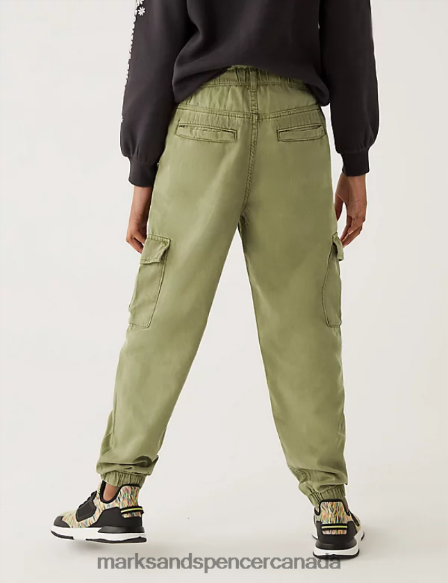 Clothing 20VTD9921 Khaki Kids Marks & Spencer Cotton Blend Cargo Trousers - Marks and Spencer outlet