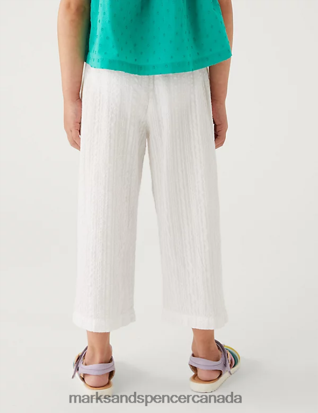Marks and Spencer sale - Clothing 20VTD9956 White Kids Marks & Spencer Pure Cotton Wide Leg Trousers
