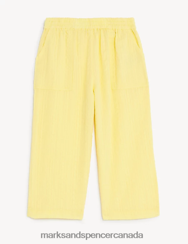Clothing 20VTD9957 Yellow Kids Marks & Spencer Pure Cotton Wide Leg Trousers - Marks and Spencer online