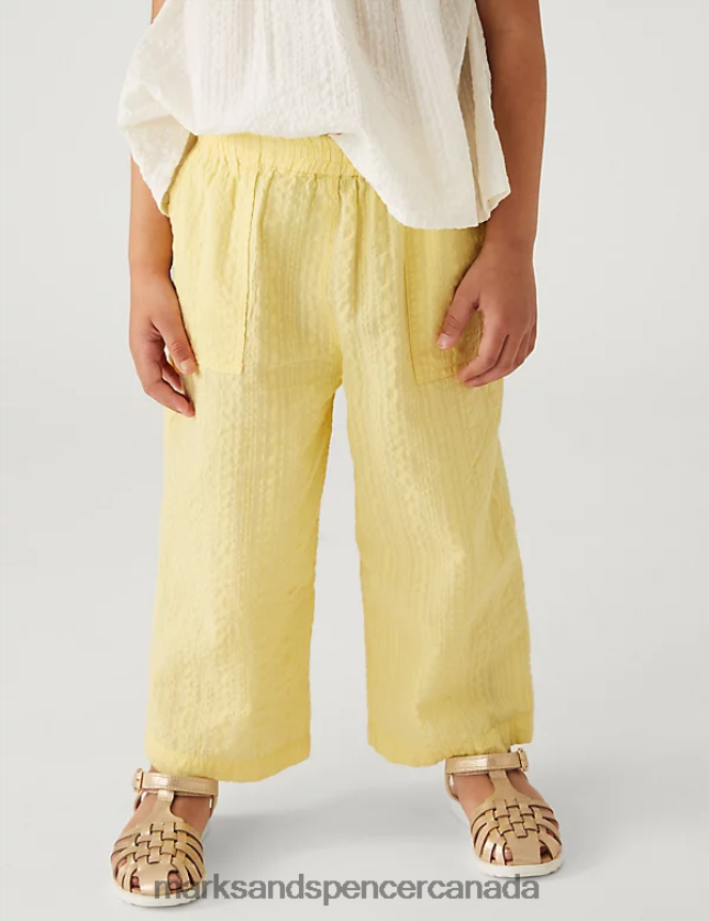 Clothing 20VTD9957 Yellow Kids Marks & Spencer Pure Cotton Wide Leg Trousers - Marks and Spencer online