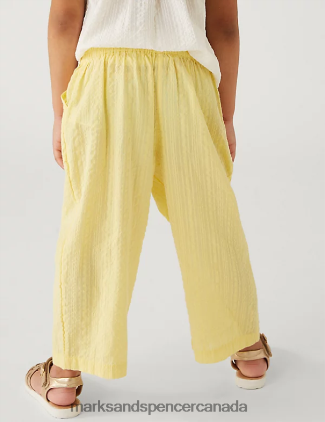 Clothing 20VTD9957 Yellow Kids Marks & Spencer Pure Cotton Wide Leg Trousers - Marks and Spencer online