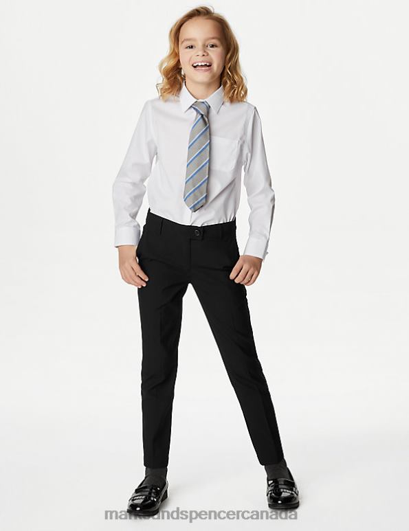 Kids Black Clothing Marks & Spencer School 2pk Slim Leg Longer Length Trousers 20VTD8977 - Marks and Spencer online