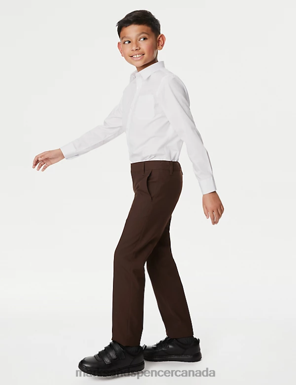 Kids Brown Clothing Marks & Spencer 2pk Slim Leg School Trousers 20VTD308 - Marks and Spencer outlet