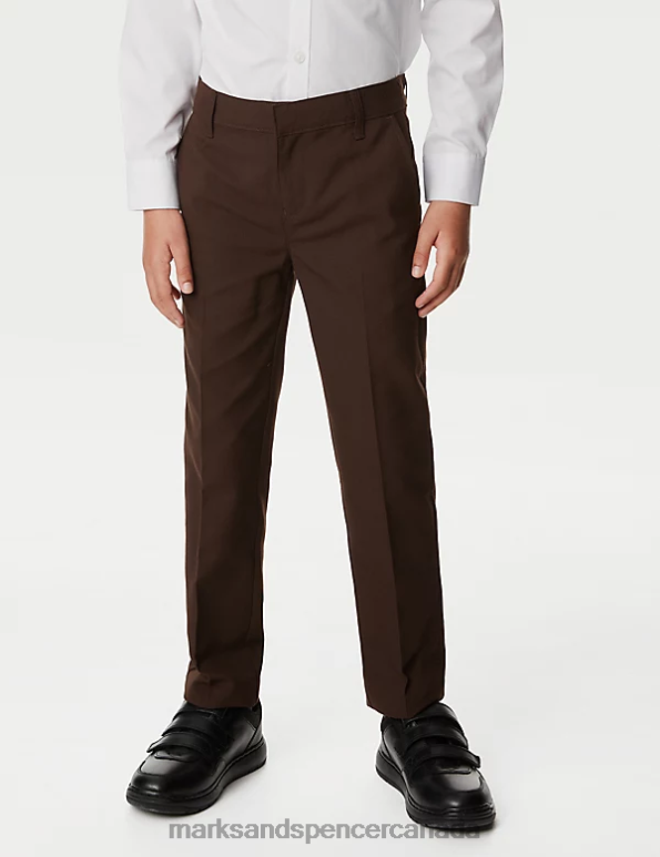 Kids Brown Clothing Marks & Spencer 2pk Slim Leg School Trousers 20VTD308 - Marks and Spencer outlet
