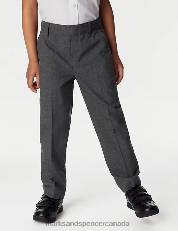 Kids Grey Clothing Marks & Spencer 2pk Easy Dressing School Trousers 20VTD8270 - Marks and Spencer Canada locations