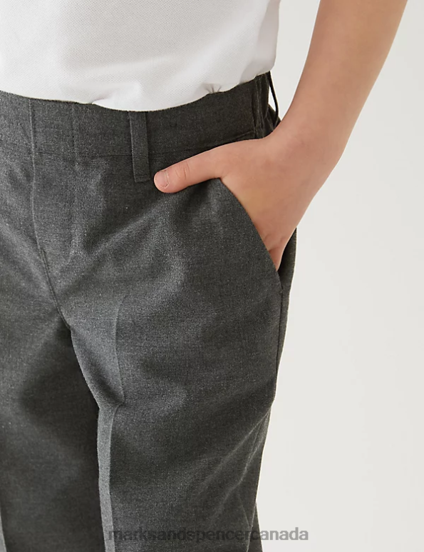 Kids Grey Clothing Marks & Spencer 2pk Easy Dressing School Trousers 20VTD8270 - Marks and Spencer Canada locations