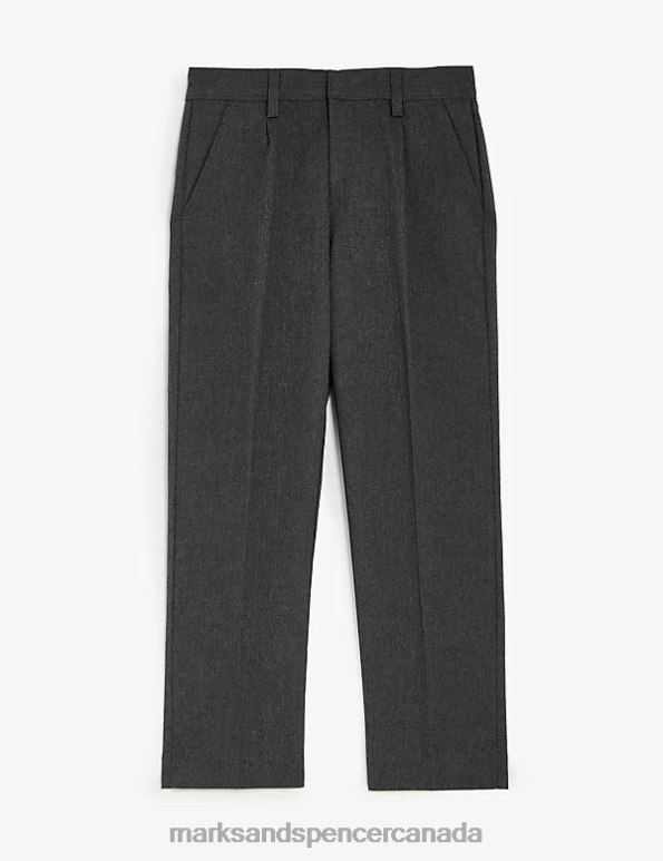 Kids Grey Clothing Marks & Spencer Regular Leg Plus Waist School Trousers 20VTD8777 - Marks and Spencer outlet