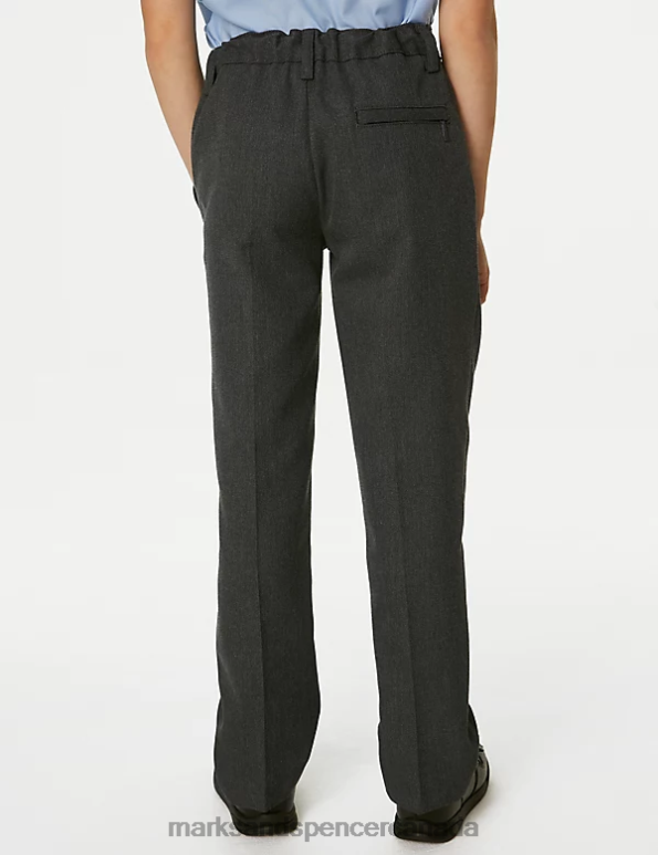 Kids Grey Clothing Marks & Spencer Regular Leg Plus Waist School Trousers 20VTD8777 - Marks and Spencer outlet