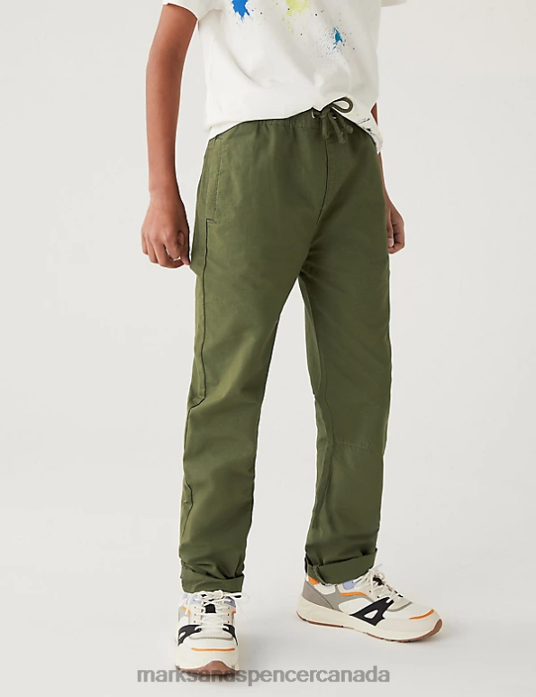 Marks and Spencer near me - Kids Khaki Mix Clothing Marks & Spencer 2pk Pure Cotton Ripstop Trousers 20VTD8387