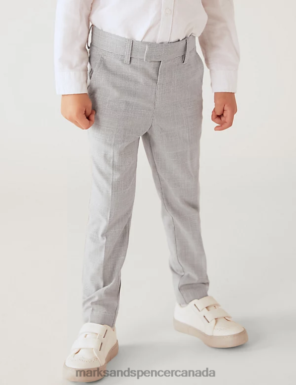 Kids Light Grey Clothing Marks & Spencer Checked Suit Trousers 20VTD7904 - Marks and Spencer online