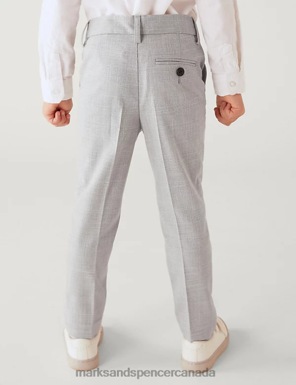 Kids Light Grey Clothing Marks & Spencer Checked Suit Trousers 20VTD7904 - Marks and Spencer online