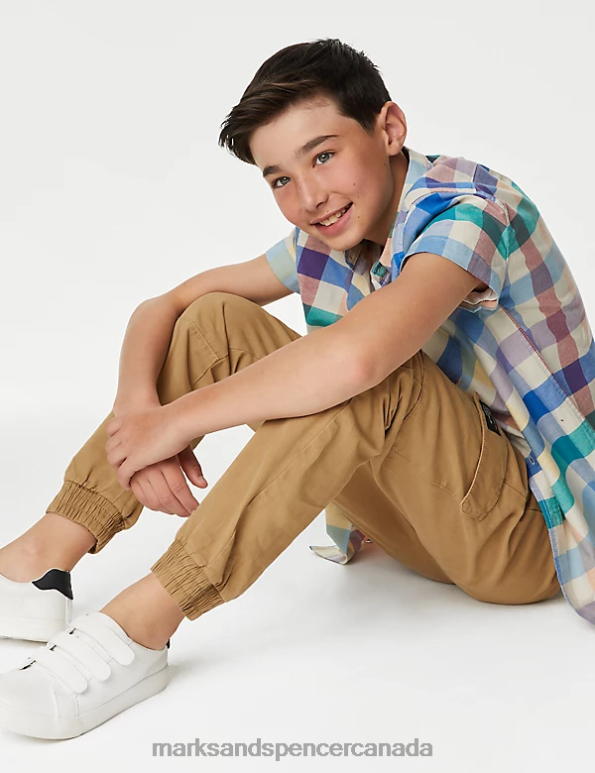 Kids Onyx Clothing Marks & Spencer Pure Cotton Cargo Trousers 20VTD8526 - Marks and Spencer outlet