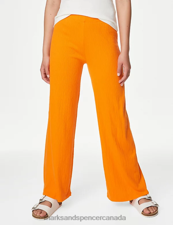 Marks and Spencer sale - Kids Orange Clothing Marks & Spencer Cotton Blend Flared Trousers 20VTD8679