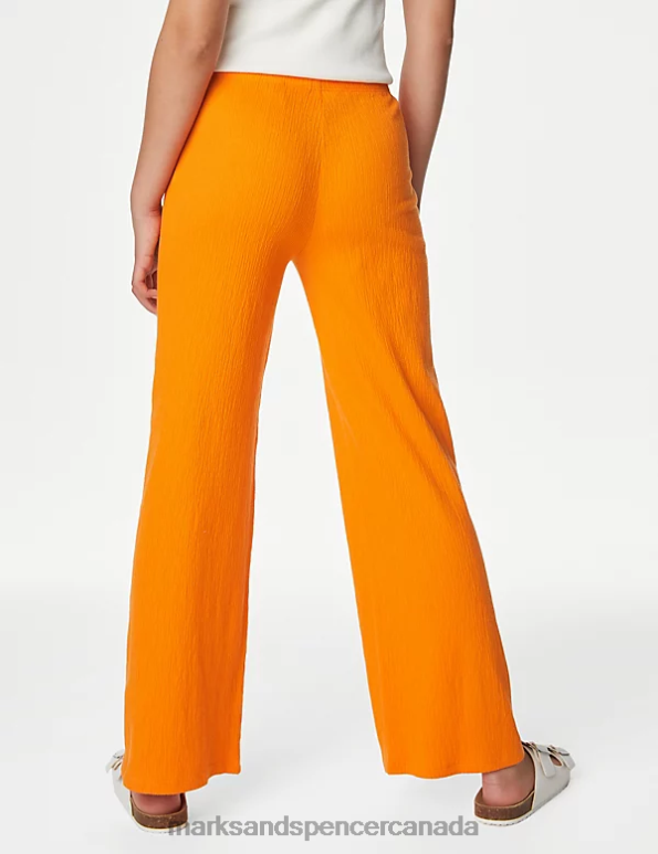 Marks and Spencer sale - Kids Orange Clothing Marks & Spencer Cotton Blend Flared Trousers 20VTD8679