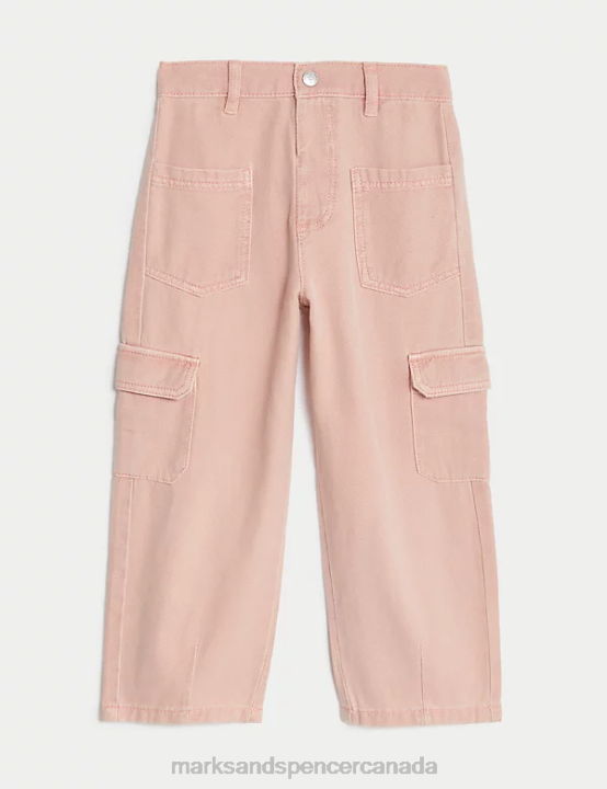Marks and Spencer sale - Marks & Spencer Kids Cotton Rich Cargo Trousers Clothing Pink 20VTD9128