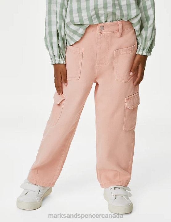 Marks and Spencer sale - Marks & Spencer Kids Cotton Rich Cargo Trousers Clothing Pink 20VTD9128