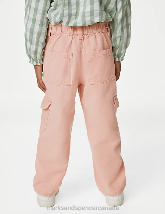 Marks and Spencer sale - Marks & Spencer Kids Cotton Rich Cargo Trousers Clothing Pink 20VTD9128