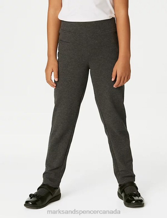 Marks and Spencer Canada - Marks & Spencer Kids Slim Leg Jersey School Trousers Clothing Grey 20VTD9107