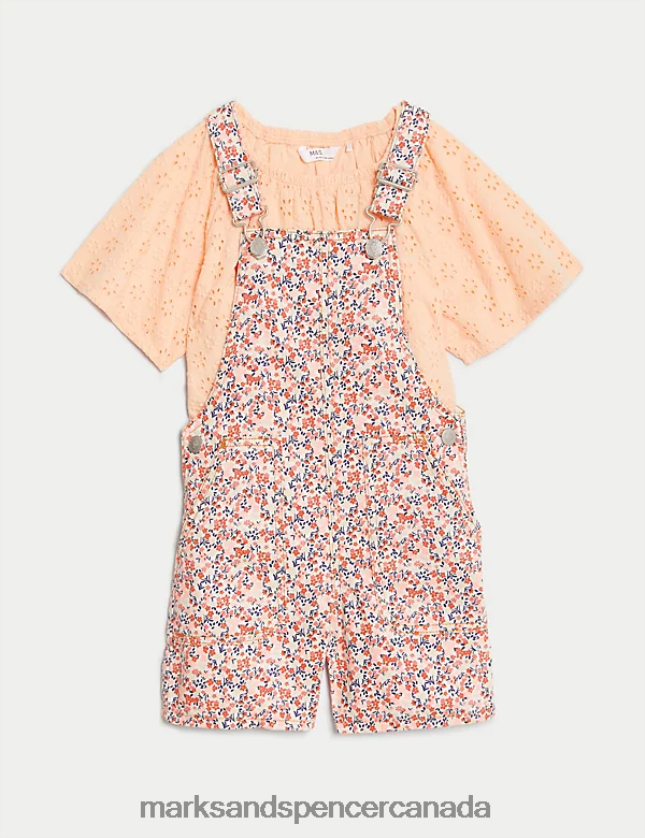 Marks and Spencer Canada - Clothing 20VTD9285 Multi Kids Marks & Spencer Cotton Rich Floral Outfit