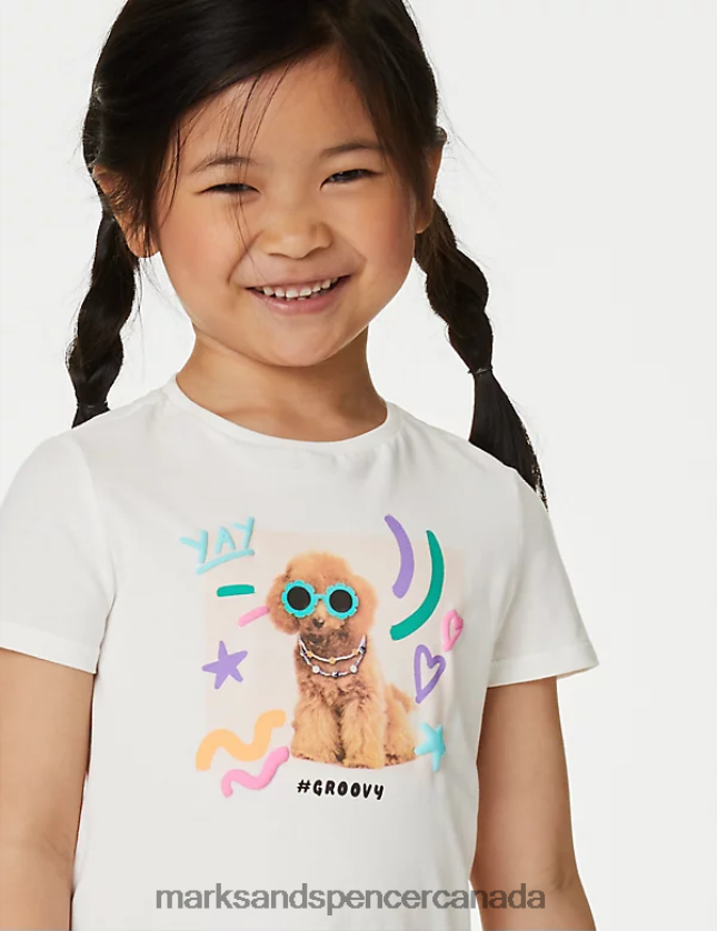 Clothing 20VTD9473 Ivory Mix Kids Marks & Spencer Cotton Rich Dog Top & Bottom Outfit - Marks and Spencer outlet