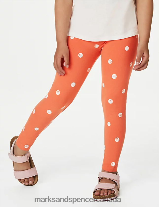 Marks and Spencer Canada - Clothing 20VTD9483 Coral Mix Kids Marks & Spencer 2pc Cotton Blend Spotted Top & Bottom Outfit