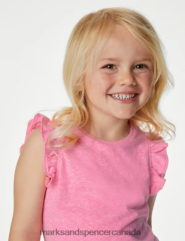 Marks and Spencer sale - Clothing 20VTD9527 Pink Mix Kids Marks & Spencer Cotton Blend Top & Bottom Outfit