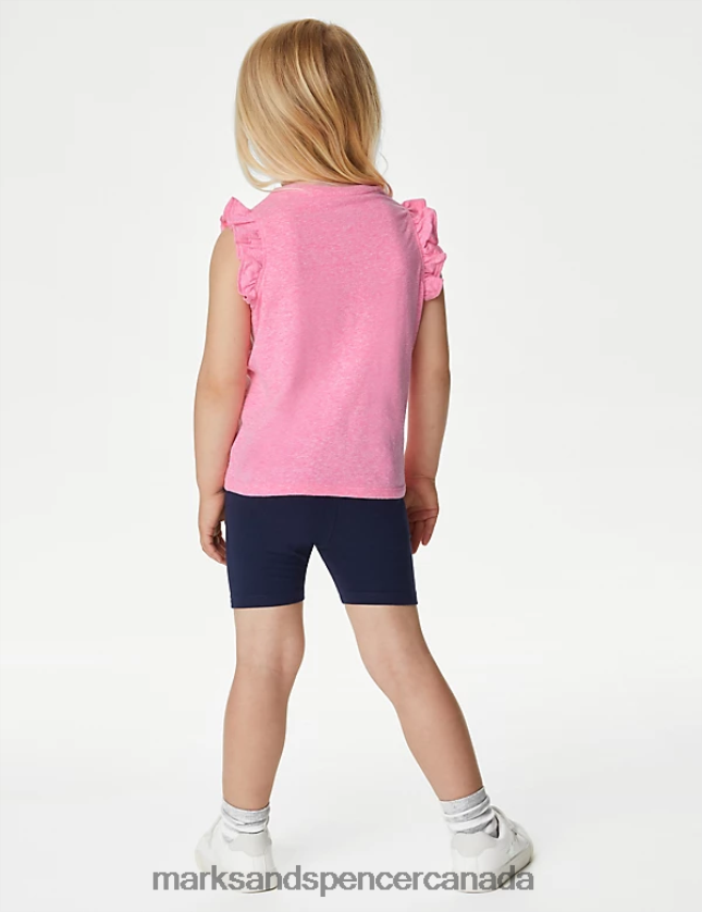 Marks and Spencer sale - Clothing 20VTD9527 Pink Mix Kids Marks & Spencer Cotton Blend Top & Bottom Outfit
