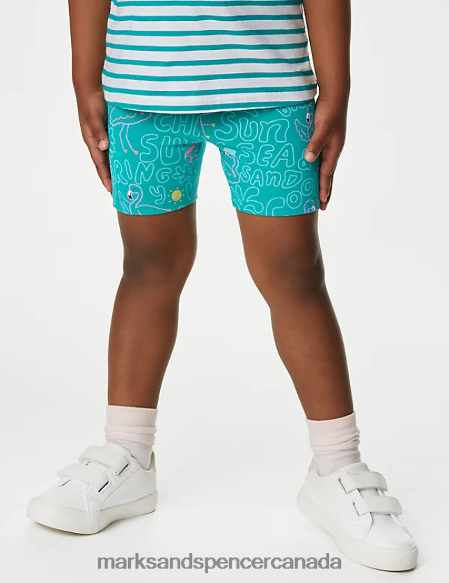 Clothing 20VTD9545 Green Kids Marks & Spencer Cotton Rich Striped Top & Bottom Outfit - Marks and Spencer outlet