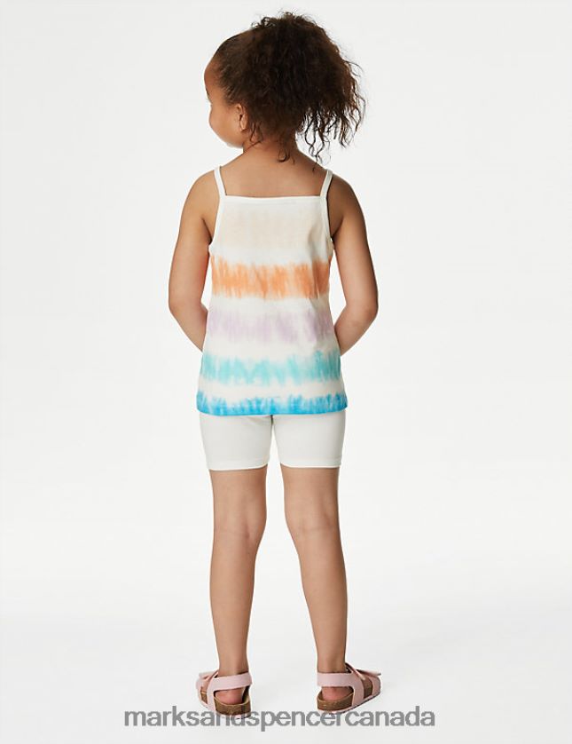 Marks and Spencer near me - Clothing 20VTD9566 White Mix Kids Marks & Spencer Cotton Rich Tie Dye Top & Bottom Outfit