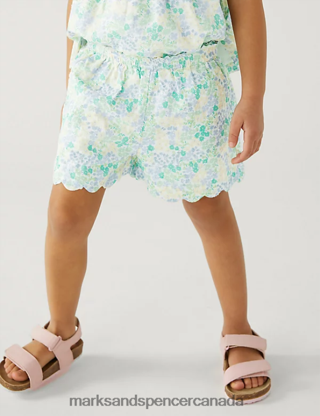 Marks and Spencer sale - Clothing 20VTD9575 Multi Kids Marks & Spencer 2pc Pure Cotton Floral Top & Bottom Outfit