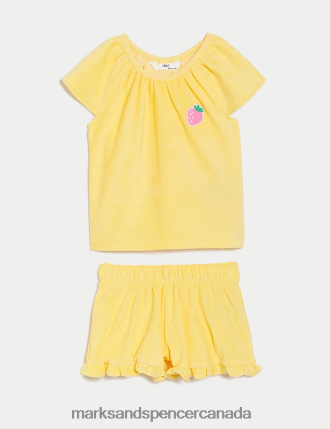 Clothing 20VTD9586 Yellow Kids Marks & Spencer Cotton Rich Top & Bottom Outfit - Marks and Spencer online