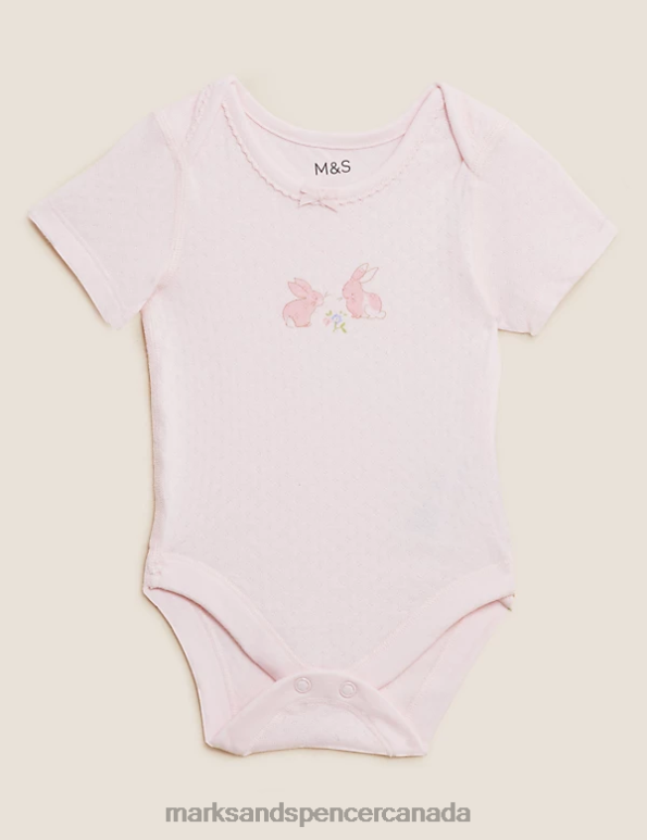 Marks and Spencer Canada - Kids Pink Mix Clothing Marks & Spencer 3pk Pure Cotton Patterned Bodysuits 20VTD7744