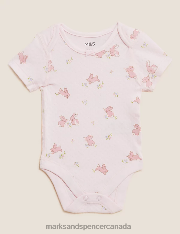 Marks and Spencer Canada - Kids Pink Mix Clothing Marks & Spencer 3pk Pure Cotton Patterned Bodysuits 20VTD7744