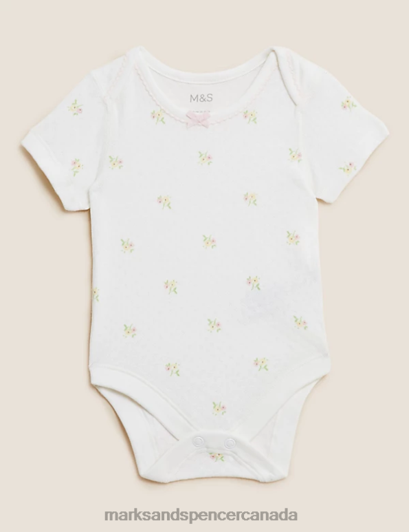 Marks and Spencer Canada - Kids Pink Mix Clothing Marks & Spencer 3pk Pure Cotton Patterned Bodysuits 20VTD7744