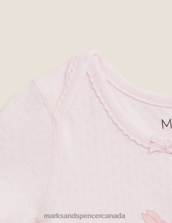 Marks and Spencer Canada - Kids Pink Mix Clothing Marks & Spencer 3pk Pure Cotton Patterned Bodysuits 20VTD7744
