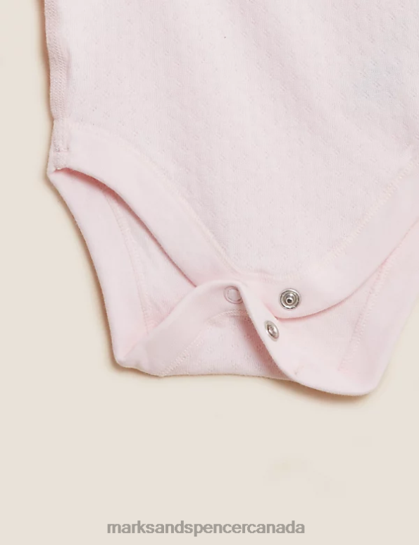 Marks and Spencer Canada - Kids Pink Mix Clothing Marks & Spencer 3pk Pure Cotton Patterned Bodysuits 20VTD7744