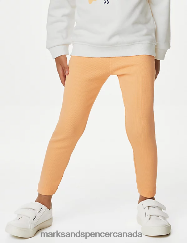 Clothing 20VTD9179 Yellow Kids Marks & Spencer Pure Cotton Ribbed Leggings - Marks and Spencer Canada locations