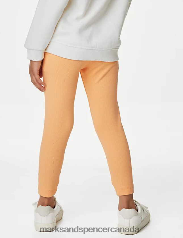 Clothing 20VTD9179 Yellow Kids Marks & Spencer Pure Cotton Ribbed Leggings - Marks and Spencer Canada locations