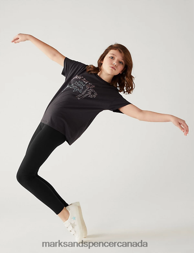 Clothing 20VTD9225 Black Kids Marks & Spencer 5pk Cotton Rich Leggings with Stretch - Marks and Spencer outlet