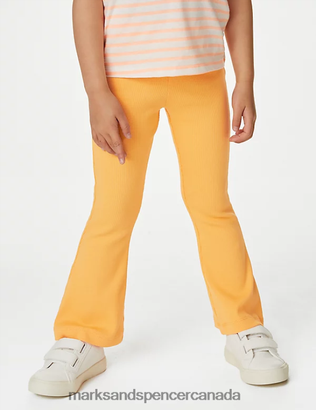 Clothing 20VTD9271 Orange Kids Marks & Spencer Cotton Rich Ribbed Flared Leggings - Marks and Spencer online