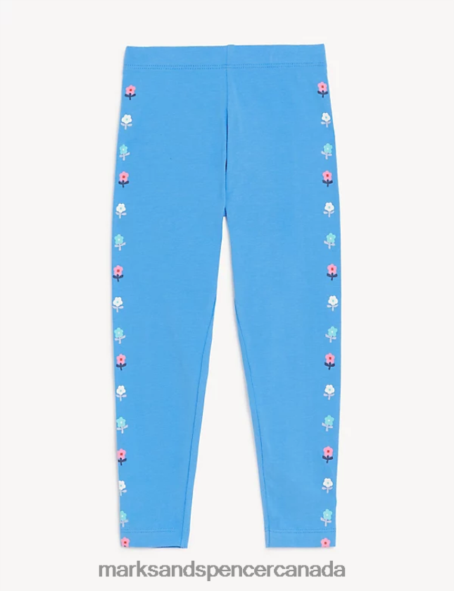 Marks and Spencer near me - Clothing 20VTD9463 Blue Kids Marks & Spencer Cotton Rich Flower Leggings