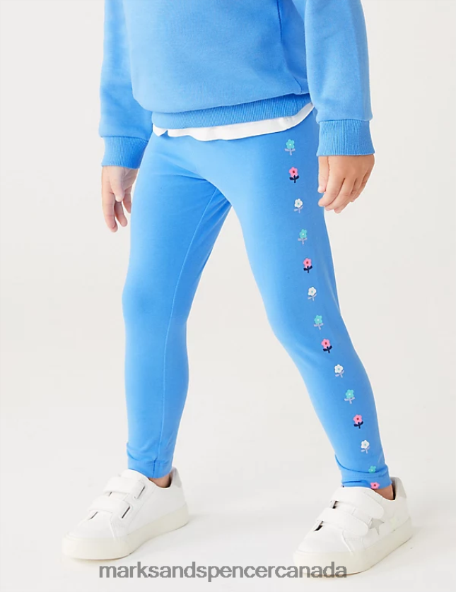Marks and Spencer near me - Clothing 20VTD9463 Blue Kids Marks & Spencer Cotton Rich Flower Leggings