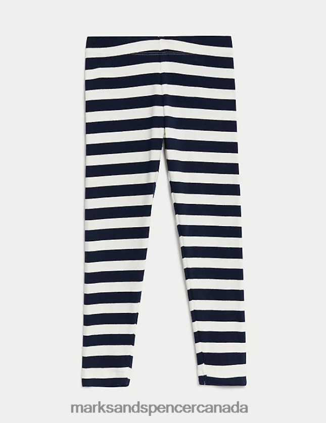 Marks and Spencer sale - Clothing 20VTD9468 Navy Kids Marks & Spencer Cotton Rich Striped Leggings
