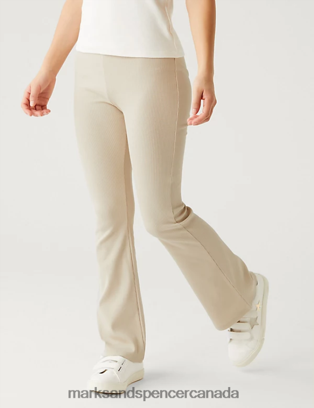 Clothing 20VTD9475 Stone Kids Marks & Spencer Cotton Rich Flared Ribbed Leggings - Marks and Spencer online