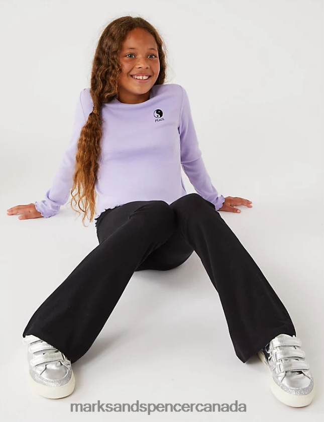 Marks and Spencer sale - Clothing 20VTD9546 Black Kids Marks & Spencer Cotton Rich Flared Leggings