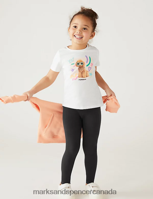 Marks and Spencer Canada - Clothing 20VTD9628 Black Kids Marks & Spencer 5pk Cotton Rich Leggings