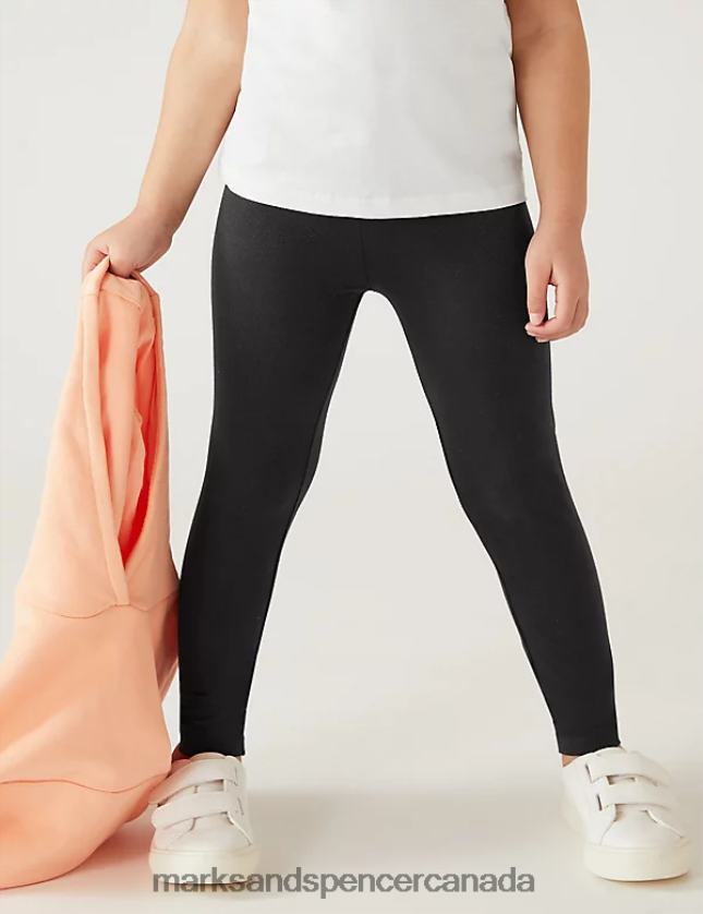 Marks and Spencer Canada - Clothing 20VTD9628 Black Kids Marks & Spencer 5pk Cotton Rich Leggings